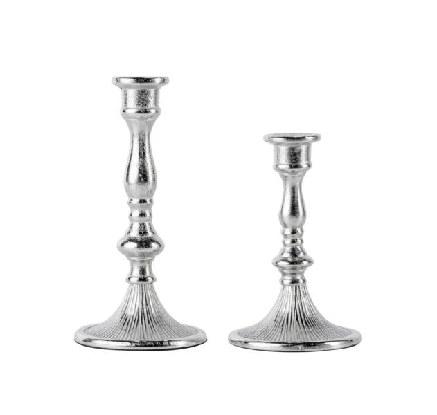 Kerzenständer 2er Set Silber für Stabkerzen 18 und 22 cm von Michael Noll