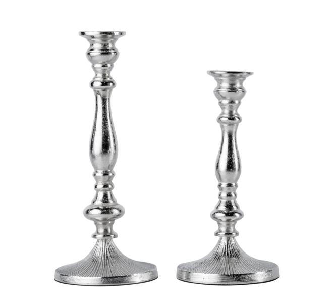 Kerzenständer 2er Set Silber für Stabkerzen 26 und 31 cm von Michael Noll