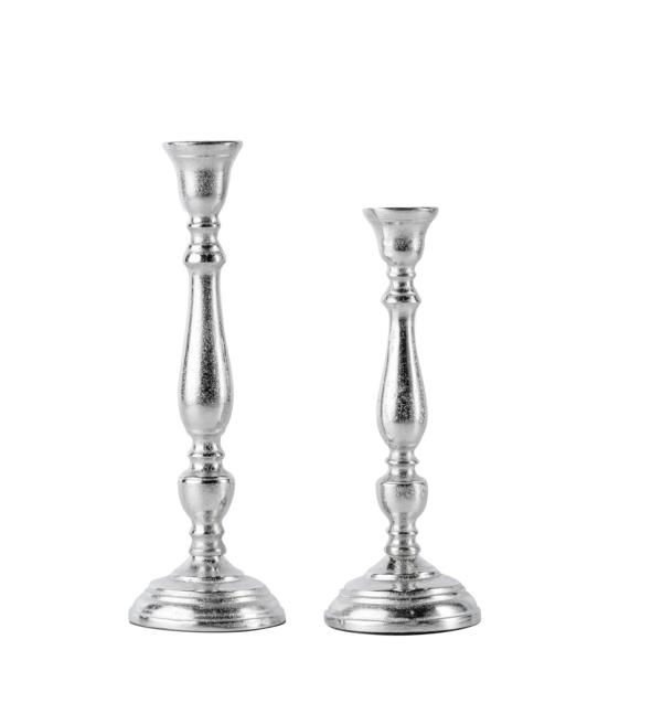 Kerzenständer 2er Set Silber für Stabkerzen 27 und 31 cm von Michael Noll