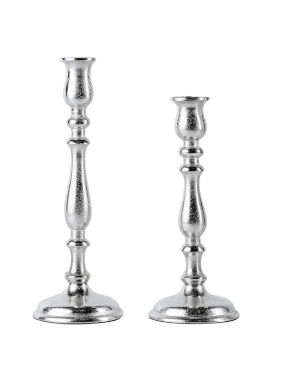 Kerzenständer 2er Set Silber für Stabkerzen 32 und 27 cm von Michael Noll