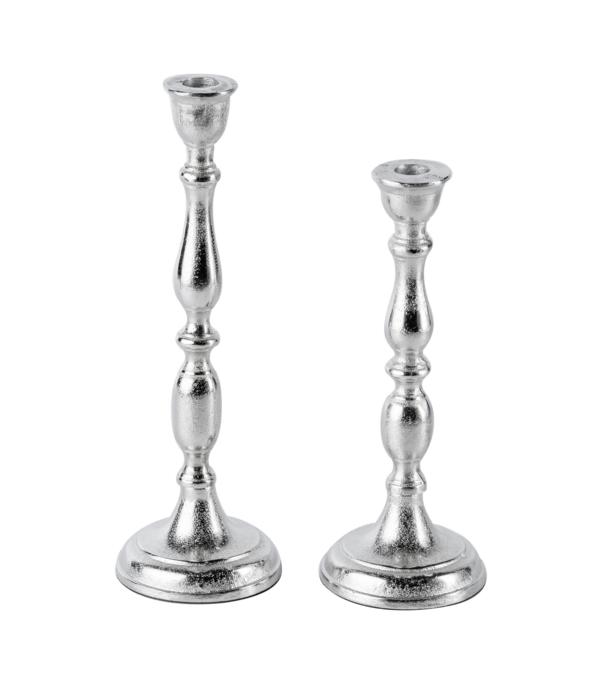 Kerzenständer 2er Set Silber für Stabkerzen 33 und 27 cm von Michael Noll