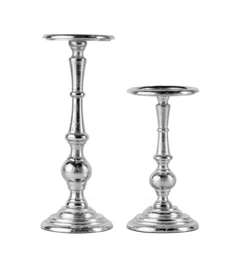 Kerzenständer 2er Set Silber für Stumpenkerzen 24 und 34 cm von Michael Noll