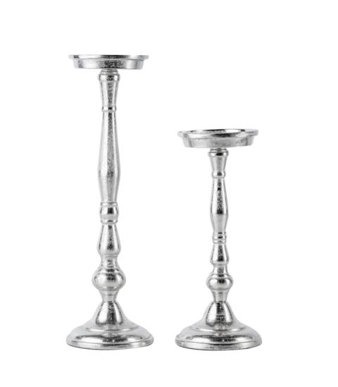 Kerzenständer 2er Set Silber für Stumpenkerzen 26 und 36 cm von Michael Noll