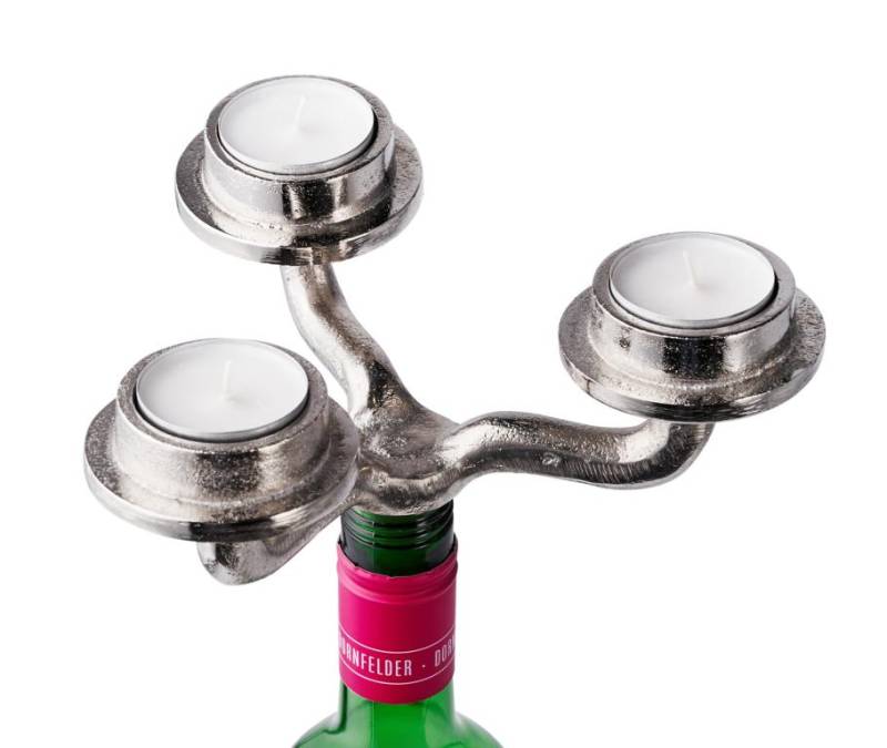 Kerzenständer 3er Bottle Flasche Teelichter Silber von Michael Noll