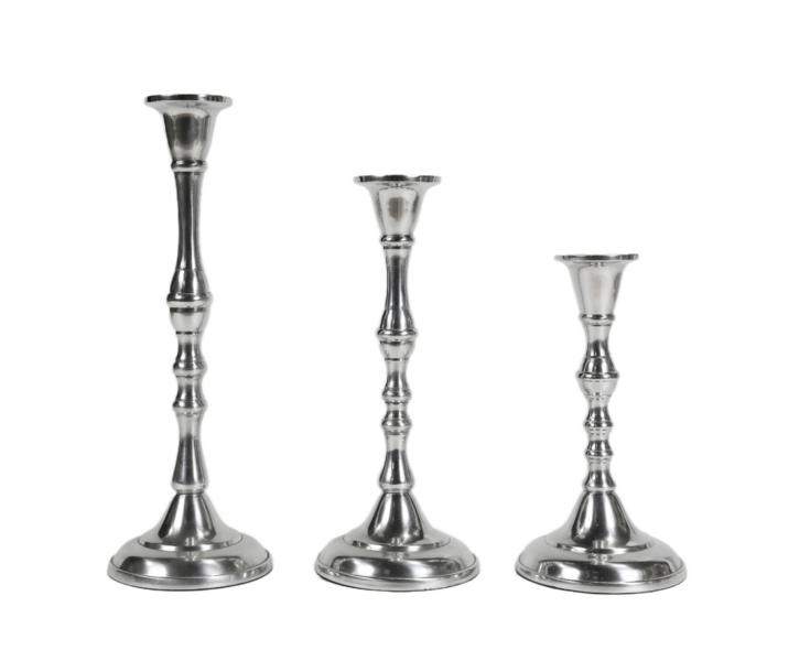 Kerzenständer 3er Set Silber für Stabkerzen Poliert 20, 25 und 30 cm von Michael Noll