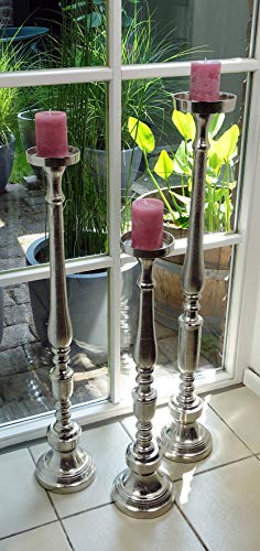 Kerzenständer Kerzenhalter Aluminium Deko Modern Silber Raw - Kerzenleuchter Groß aus Metall - XXL 3 Größen 76 cm / 92 cm / 102 cm (H 76 cm (MN-KS-8007)) von Michael Noll
