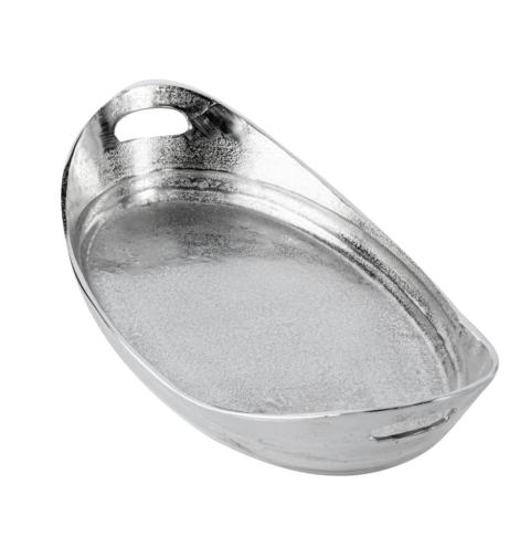 Tablett Aluminium Silber Oval Griff XL 56 cm von Michael Noll