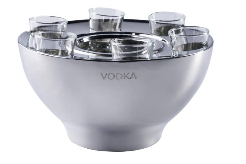 Wodka Kühler "VODKA" Edelstahl + 6 Shotgläsern von Michael Noll
