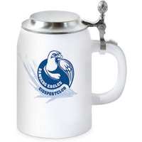 Personalisierter Weiß Bierkrug 0, 5Ltr. Mit Zinndeckel, Persönliches Bild, Text U.v.m von MichaelManger