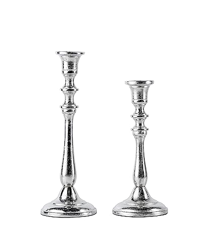 2er Set Kerzenständer Kerzenhalter Aluminium Silber Deko - Kerzenleuchter Modern für Stabkerzen - Tischdeko Hochzeit - Dekoration Wohnzimmer - H 25 und 31 cm 2er Set Kerzenständer Kerzenhalter Aluminium Silber Deko - Kerzenleuchter Modern für Stabkerzen - Tischdeko Hochzeit - Dekoration Wohnzimmer - H 25 und 31 cm von MichaelNoll