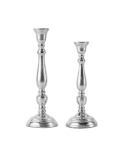 2er Set Kerzenständer Kerzenhalter Aluminium Silber Deko - Kerzenleuchter Modern für Stabkerzen - Tischdeko Hochzeit - Dekoration Wohnzimmer - H 27 und 31 cm 2er Set Kerzenständer Kerzenhalter Aluminium Silber Deko - Kerzenleuchter Modern für Stabkerzen - Tischdeko Hochzeit - Dekoration Wohnzimmer - H 27 und 31 cm von MichaelNoll