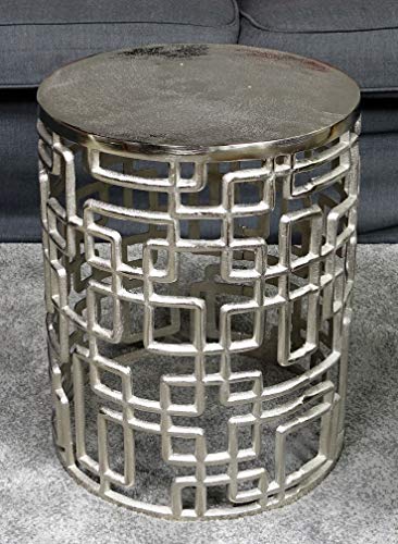 Couchtisch Modern, Wohnzimmertisch Sofatisch Beistelltisch Tisch aus Metall, Eisen Silber Rund Luxus 48 cm von MichaelNoll