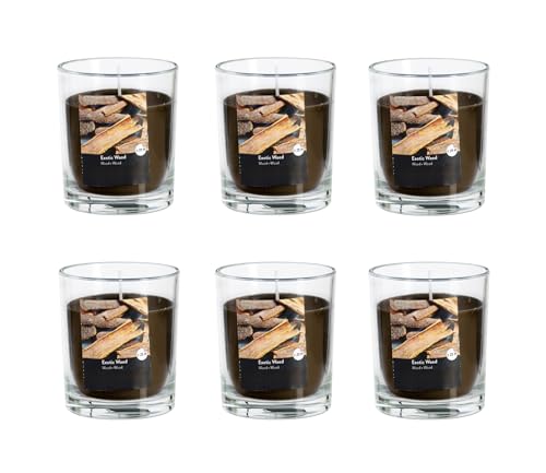 Duftkerze im Glas - Kerze, Advent, Raumduft - Kein Ruß - Brenndauer: 25 Std. - viele Duftaromen – 7,0 x 7,7 cm (Braun - Duft: Tropenholz) von MichaelNoll