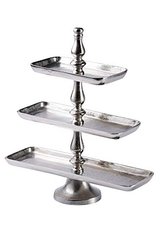 MichaelNoll Etagere XL 3-Stöckig Dekoteller Schale - Servierplatte Groß aus Metall Aluminium - Silber Deko Dekoration für Wohnzimmer und Küche - Tischdeko Esstisch Hochzeit Weihnachten 50 cm von MichaelNoll