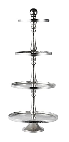 Etagere XXL 4-Stöckig Dekoteller Schale Deko Dekoration - Servierplatte Groß aus Metall Aluminium - Silber Luxus - Tischdeko Hochzeit - Weihnachtsdeko für Wohnzimmer, Esszimmer oder Küche - 95 cm von MichaelNoll