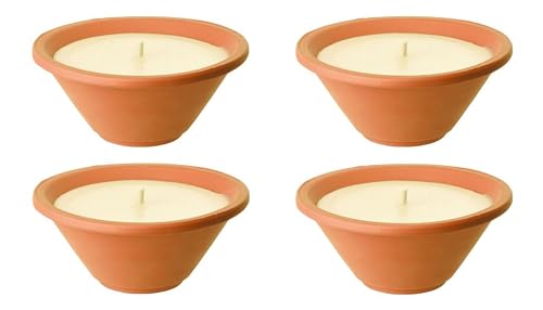 Flammschalen für draußen 4 Stück - Outdoor-Kerzen Terracotta - Perfekt für deinen Garten - Feuerschalen im 4er Set - 6h Brenndauer - 15x5,9 cm von MichaelNoll