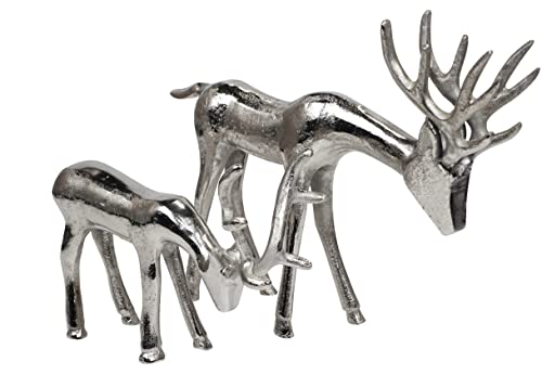 MichaelNoll Hirsch 2er Set - Stehend - Rentier Aluminium Metall Silber - Figur Statue Dekofigur - Deko für Wohnzimmer, Küche, Schlafzimmer - Weihnachten Winter - Hirschgeweih Dekoration MichaelNoll Hirsch 2er Set - Stehend - Rentier Aluminium Metall Silber - Figur Statue Dekofigur - Deko für Wohnzimmer, Küche, Schlafzimmer - Weihnachten Winter - Hirschgeweih Dekoration von MichaelNoll