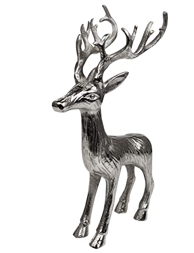 MichaelNoll Hirsch Dekoration - Stehend - Rentier Aluminium Metall Silber - Figur Statue Dekofigur - Deko für Wohnzimmer, Küche, Schlafzimmer - Weihnachten Winter - Hirschgeweih Dekoration XL 41 cm MichaelNoll Hirsch Dekoration - Stehend - Rentier Aluminium Metall Silber - Figur Statue Dekofigur - Deko für Wohnzimmer, Küche, Schlafzimmer - Weihnachten Winter - Hirschgeweih Dekoration XL 41 cm von MichaelNoll