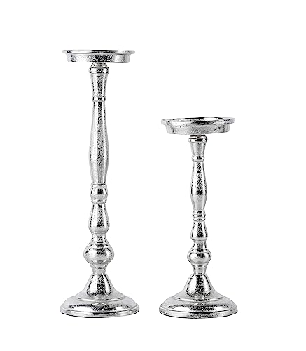 Kerzenständer 2er Set Kerzenhalter Metall Silber Deko - Kerzenleuchter Modern für Stumpenkerzen- Tischdeko Hochzeit - Dekoration Wohnzimmer - H 26 und 36 cm Kerzenständer 2er Set Kerzenhalter Metall Silber Deko - Kerzenleuchter Modern für Stumpenkerzen- Tischdeko Hochzeit - Dekoration Wohnzimmer - H 26 und 36 cm von MichaelNoll
