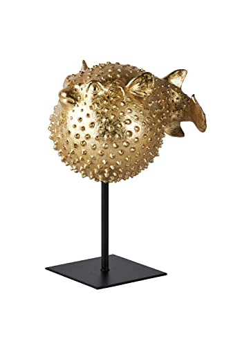 MichaelNoll Kugelfisch Dekofigur Statue Skulptur aus Polyresin Gold - Maritim Deko für Wohnung - Dekoration modern für Wohnzimmer, Schlafzimmer oder Badezimmer - 17x13x23,5 cm von MichaelNoll