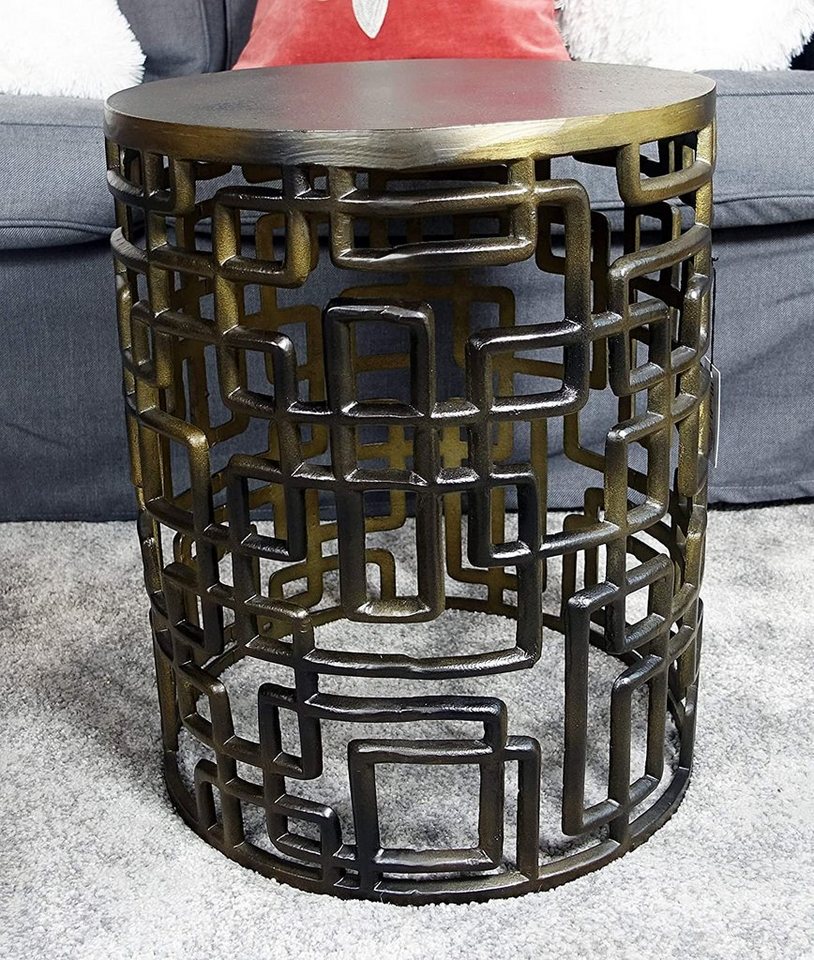 MichaelNoll Beistelltisch Couchtisch Modern, Wohnzimmertisch Sofatisch Beistelltisch Tisch aus Metall, Rund Eisen Bronze Luxus 48 cm von MichaelNoll