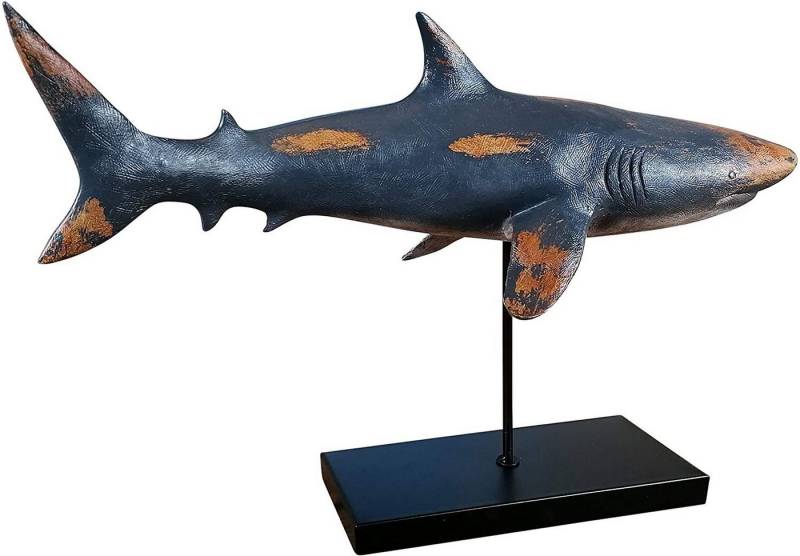 MichaelNoll Dekofigur Hai Haifisch Fisch Dekofigur Statue Skulptur Polyresin Modern - Maritime Deko für Wohnung in Holz-Optik - Dekoration für Wohnzimmer, Schlafzimmer oder Badezimmer - XXL 59x24x38,5 cm von MichaelNoll