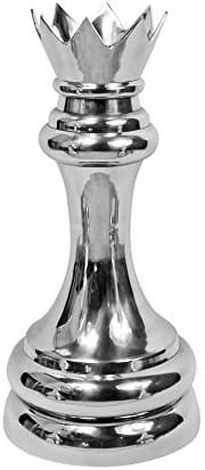 Dekofigur Schachfigur Dame Schach Figur Deko Aluminium Silber, Dekoration für Wohnzimmer, Schlafzimmer oder Büro, XXL 50 cm von MichaelNoll