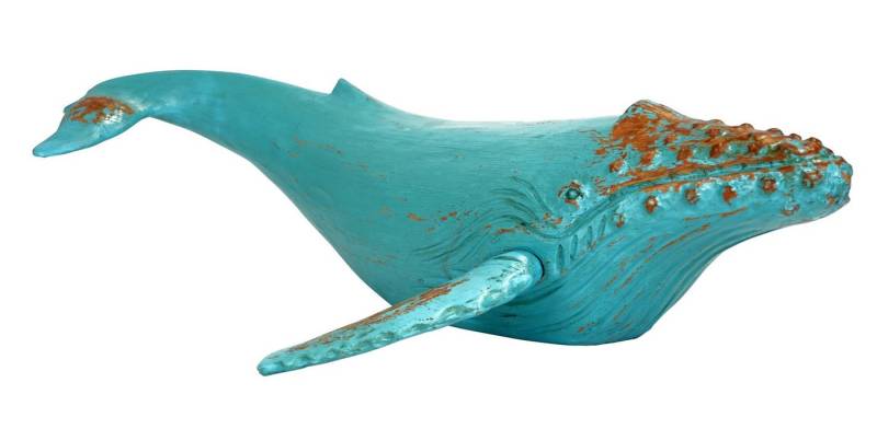 MichaelNoll Dekofigur Wal Walfisch Fisch Dekofigur Statue Skulptur Polyresin Modern - Maritime Deko für Wohnung in Holz-Optik - Dekoration für Wohnzimmer, Schlafzimmer oder Badezimmer - 60x14,25x38,25 cm von MichaelNoll