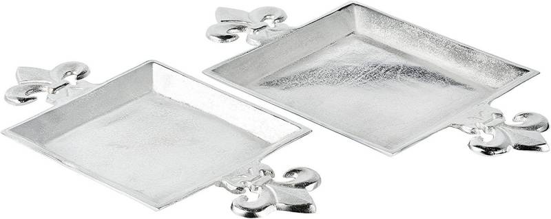 MichaelNoll Dekoschale Tablett Lilie Aluminium Silber Serviertablett aus Metall - 44 / 48 cm von MichaelNoll