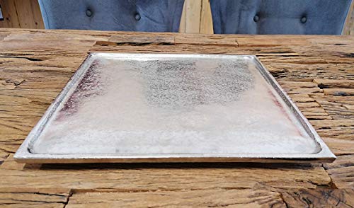 MichaelNoll Dekoteller Dekotablett Schale Dekoplatte Aluminium Silber XL 35x35x2 cm (35x35x2 cm) von MichaelNoll