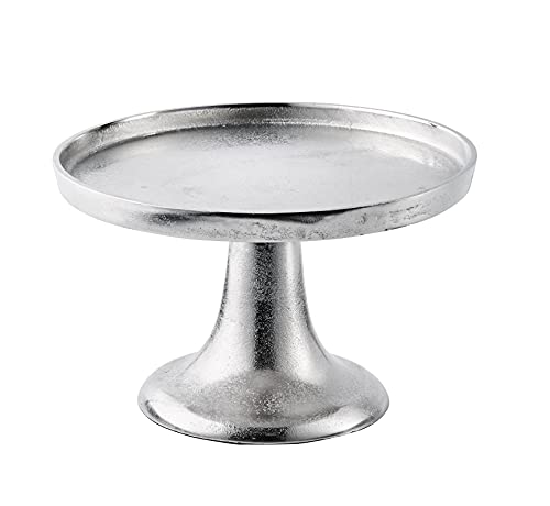 MichaelNoll Dekoteller Schale Servierplatte Etagere Aluminium Silber Luxus Rund, Deko Dekoration Modern aus Metall, für Wohnzimmer und Küche, Tischdeko Hochzeit M 26,5 cm von MichaelNoll