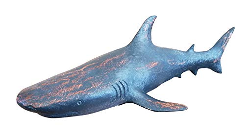 MichaelNoll Hai Haifisch Fisch Dekofigur Skulptur Statue Polyresin Modern - Maritime Deko für Wohnung in Holz-Optik Blau - Dekoration für Wohnzimmer, Schlafzimmer oder Badezimmer - 41,5x18,5x13H cm von MichaelNoll