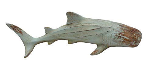 MichaelNoll Hai Haifisch Fisch Dekofigur Skulptur Statue Polyresin Modern - Maritime Deko für Wohnung in Holz-Optik - Dekoration für Wohnzimmer, Schlafzimmer oder Badezimmer - 33,5x13x7,5 cm von MichaelNoll