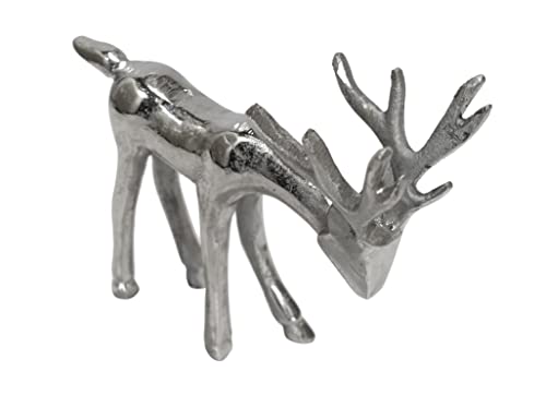 MichaelNoll Hirsch Dekoration - Stehend - Rentier Aluminium Metall Silber - Figur Statue Dekofigur - Deko für Wohnzimmer, Küche, Schlafzimmer - Weihnachten Winter - Hirschgeweih Dekoration 25 cm MichaelNoll Hirsch Dekoration - Stehend - Rentier Aluminium Metall Silber - Figur Statue Dekofigur - Deko für Wohnzimmer, Küche, Schlafzimmer - Weihnachten Winter - Hirschgeweih Dekoration 25 cm von MichaelNoll