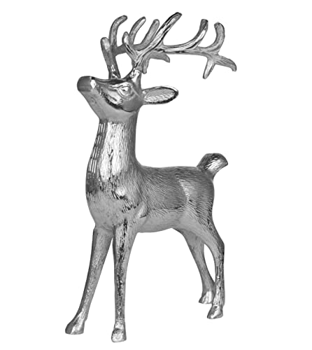 MichaelNoll Hirsch Dekoration - Stehend - Rentier Aluminium Metall Silber - Figur Statue Dekofigur - Deko für Wohnzimmer, Küche, Schlafzimmer - Weihnachten Winter - Hirschgeweih Dekoration XL 38 cm MichaelNoll Hirsch Dekoration - Stehend - Rentier Aluminium Metall Silber - Figur Statue Dekofigur - Deko für Wohnzimmer, Küche, Schlafzimmer - Weihnachten Winter - Hirschgeweih Dekoration XL 38 cm von MichaelNoll