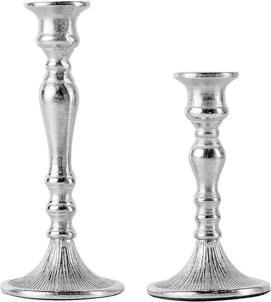 MichaelNoll Kerzenständer 2er Set Kerzenständer Silber Deko Stabkerzen - H 19 und 25 cm MichaelNoll Kerzenständer 2er Set Kerzenständer Silber Deko Stabkerzen - H 19 und 25 cm von MichaelNoll