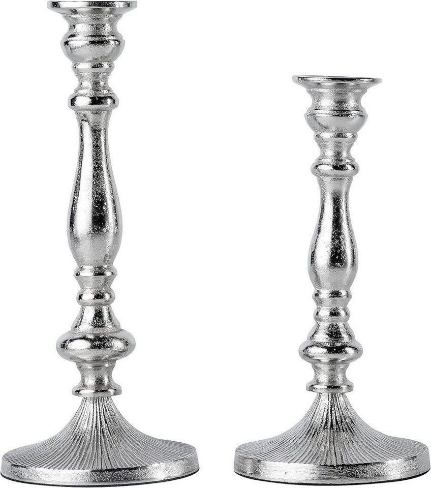 MichaelNoll Kerzenständer 2er Set Kerzenständer Silber Deko Stabkerzen - H 26 und 31 cm MichaelNoll Kerzenständer 2er Set Kerzenständer Silber Deko Stabkerzen - H 26 und 31 cm von MichaelNoll