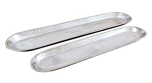MichaelNoll Schale Servierplatte Dekoschale Aluminium Silber Deko Luxus, für Wohnzimmer, Küche und Esszimmer, 41 cm oder 51 cm (51x11x2,5 cm) von MichaelNoll