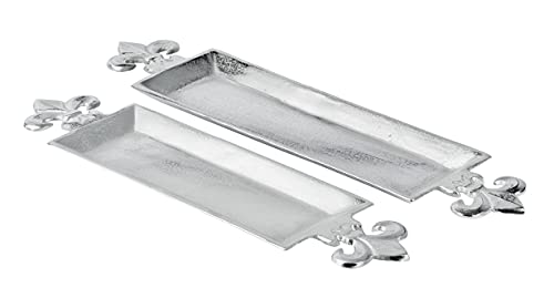 MichaelNoll Tablett Lilie - Servierbrett Servierplatte Aluminium Silber - Serviertablett aus Metall - Silbertablett - Dekotablett - 59 oder 67 cm (59x15x3 cm) von MichaelNoll
