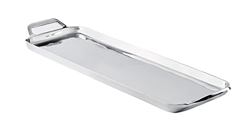 MichaelNoll Tablett Servierbrett Servierplatte Kerzentablett Aluminium Silber Poliert Luxus - Serviertablett aus Metall - Silbertablett - XL 64 cm von MichaelNoll