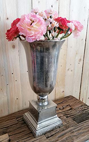 MichaelNoll Vase Blumenvase Gefäß Pokalvase Dekovase Aluminium (Metall), Silber Deko Modern, Wohnzimmer, Küche, 48,5 cm von MichaelNoll