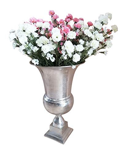 MichaelNoll Vase Blumenvase Gefäß Pokalvase Dekovase Aluminium Silber Groß - für Kunstblumen und Pampasgras - 56 cm von MichaelNoll