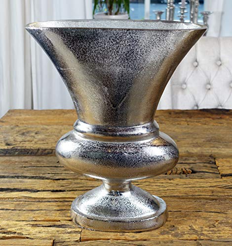 MichaelNoll Vase Blumenvase Gefäß Pokalvase Dekovase Aluminium Silber Luxus, Deko Modern, Wohnzimmer, Fensterbank, L 37 cm von MichaelNoll