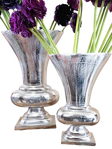 Vase Blumenvase Pokalvase Dekovase Aluminium Silber Oval XL 44 oder 59,5 cm (29,5x13x44 cm) von MichaelNoll