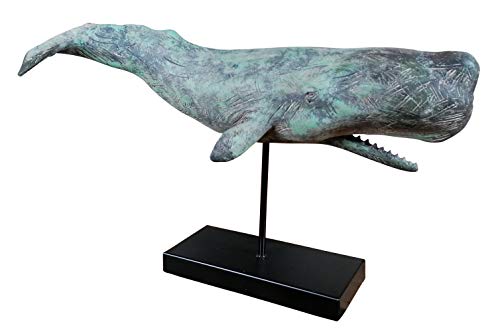 MichaelNoll Wal Dekofigur Statue Skulptur Standfuß Polyresin Modern - Maritime Deko für Wohnung in Holz-Optik - Dekoration für Wohnzimmer, Schlafzimmer oder Badezimmer - 51x15x28 cm von MichaelNoll