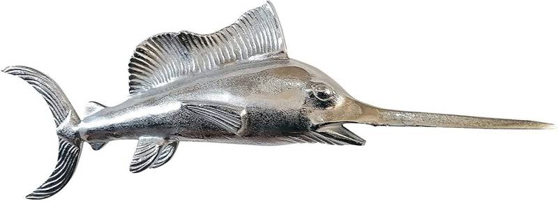 MichaelNoll Wanddekoobjekt Schwertfisch XXL zum Aufhängen, Wanddekoration Aluminium - Raw Silber Fisch Meer Metall Deko Dekoration - Wanddeko Maritim für Wohnzimmer, Küche und Schlafzimmer - 92 cm von MichaelNoll