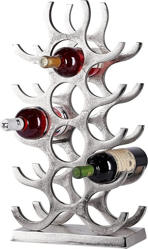 MichaelNoll Weinregal Weinregal Flaschenregal Alu Silber Weinständer - 60 cm XL von MichaelNoll