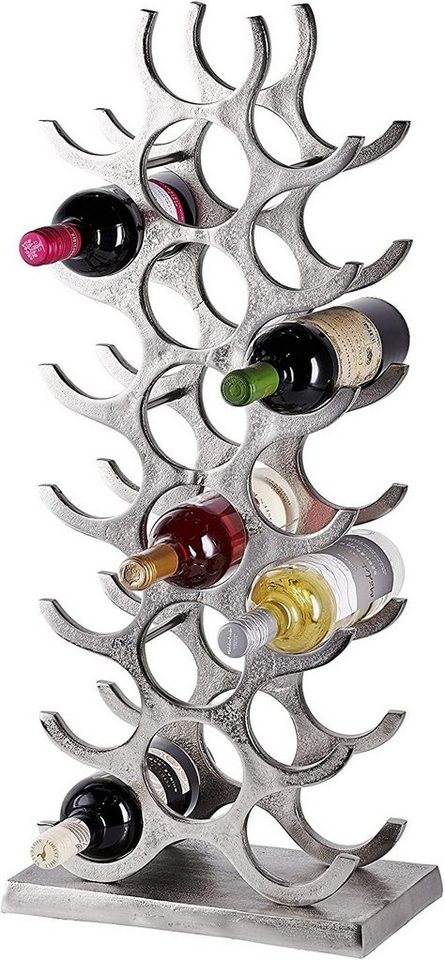 MichaelNoll Weinregal Weinregal Flaschenregal Alu Silber Weinständer Metall - 72 cm XL von MichaelNoll