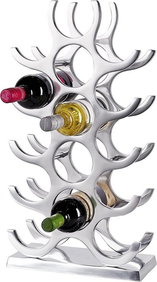 MichaelNoll Weinregal Weinregal Flaschenregal Aluminium Silber Weinständer Metall - 60 cm XL von MichaelNoll