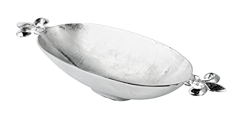 MichaelNoll Schale Lilie Dekoteller Deko Aluminium Silber - Moderne Dekoschale aus Metall - 2 verschiedene Größen - 57 cm oder 82 cm (82x30x15 cm) von MichaelNoll